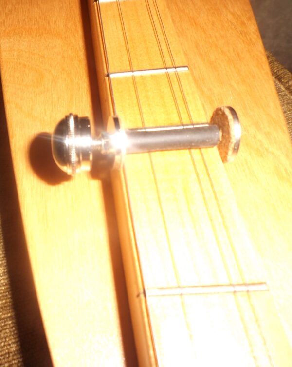 Capo for Mountain Dulcimer Fits up to 1 & 7/16" Fret Boards Shiny Silver Plate Soft Silicone Padded shaft and Cork Grips for snug safe Fit - Image 3