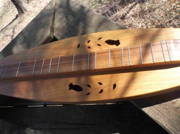 Dulcimer with Case Pretty Flower Vine design unbranded Quality Ply Construction Has minor cosmetic blems Very nice Nice condition Sweet Tone - Image 3