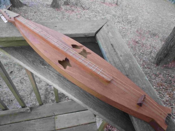 Dulcimer 2 1/2 butterflies Sound holes Hughes style built unknown Maker 6 1/2 fret Good beginner learning dulcimer ships FREE with Noter